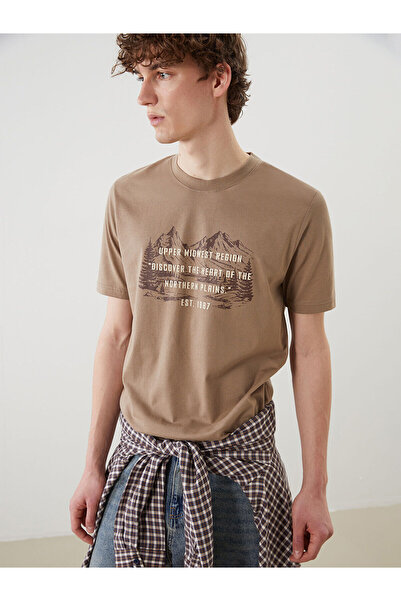 LC Waikiki Ανδρικό μπλουζάκι από βαμβάκι με στάμπα με λαιμόκοψη