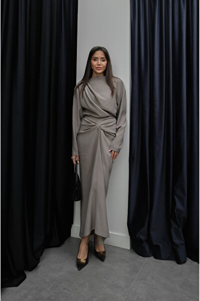 Havoş Set bluză și fustă Mink Shane cu încrețituri