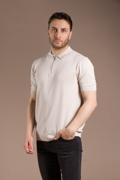 ZEKİ ÖZER Ανδρικό μπλουζάκι σε μπεζ χρώμα, βασικό πλεκτό