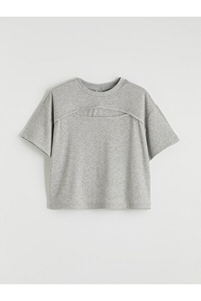 LC Waikiki Gray Short Sleeve T-Shirt and Leggings for Girls