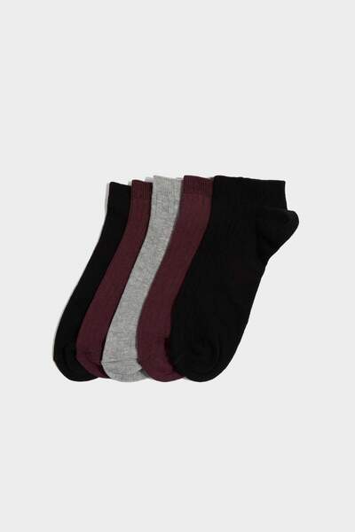 DeFacto Men's 5-Piece Cotton Booties Socks F5758Axns