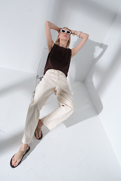 Maule 100% pamuk Visok struk Opuštene kroj Ženske farmerke @Sophia