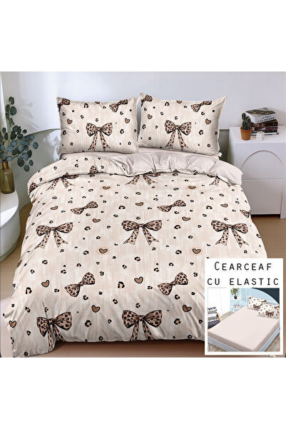 Patul Bed Linen, Satin Cotton, Sulphur, 2 Persons, Double Bed, 4 Pieces, Fitt...