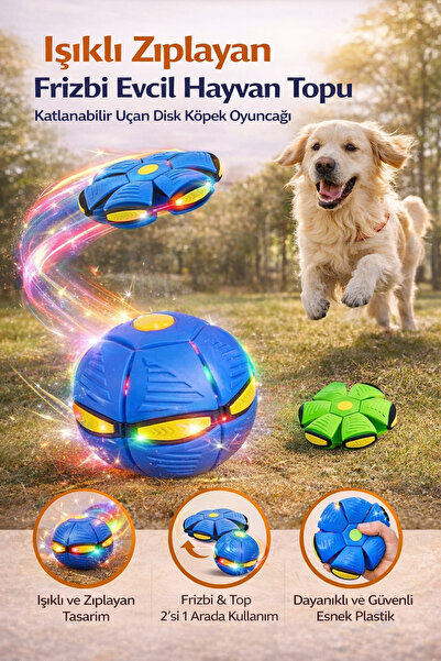 Hane Dostu Işıklı Zıplayan Frizbi Evcil Hayvan Topu – Katlanabilir Uçan Disk ...
