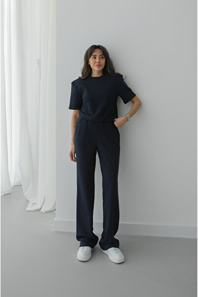 Havoş Σετ Παντελονιού και Μπλουζάκι σε Σκούρο Μπλε Sedaris Με βάτες