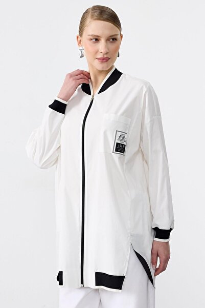 Mahal Tığ Triko Ribanaları Çizgili Cebi Aksesuarlı Fermuarlı Gömlek Kap