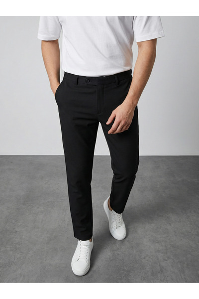 WAMOSSALAPLI Men's Quality Flexible Lycra Ankle Length Fabric Trousers