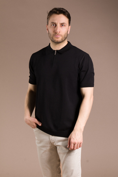 ZEKİ ÖZER Ανδρικό μαύρο βασικό πλεκτό μπλουζάκι