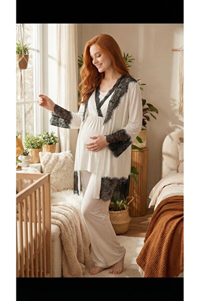 Lohussa New Season Ecru Lace Detailed Summer Special Design 100% Cotton Mater...