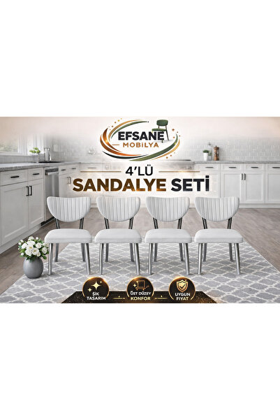 Efsane i.E.G ELMA SANDALYE 4 ADET SALON MUTFAK YEMEK ODASI SALON BALKON BAHÇE...