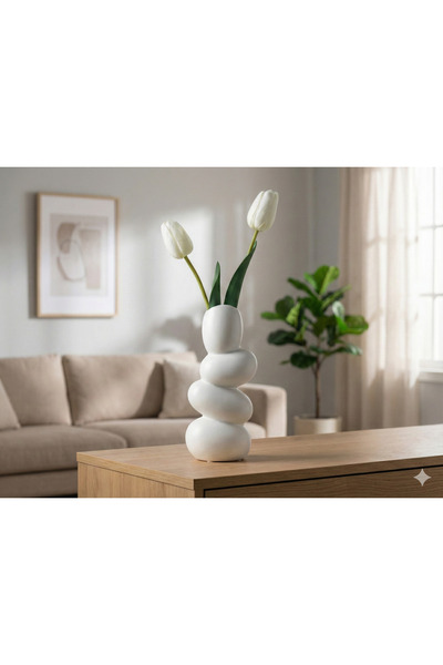 Mergen Art Mini dekoratif iskandinav tarzı bohem 18 cm çakıl taşı vazo