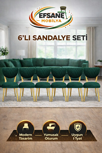 Efsane i.E.G ELMA SANDALYE 6 ADET SALON MUTFAK YEMEK ODASI SALON BALKON BAHÇE...