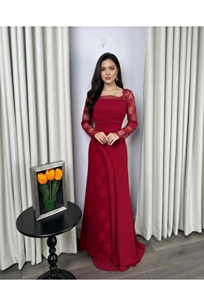 Razan Fashion Elegant and attractive red evening dress for women with lace de...