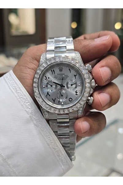 ROLE A men's watch featuring an ice-coated diamond dial with Arabic numerals.