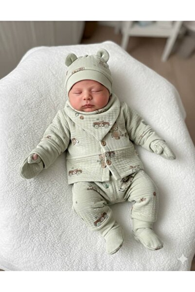 KapsülBebek Bear 5-Piece Hospital Discharge Set - 100% Organic Cotton
