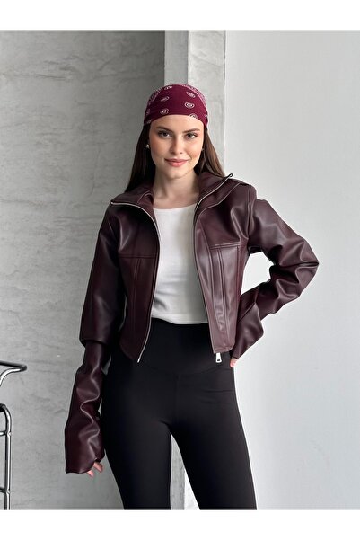 Ekim Store Korseli Crop Deri Ceket