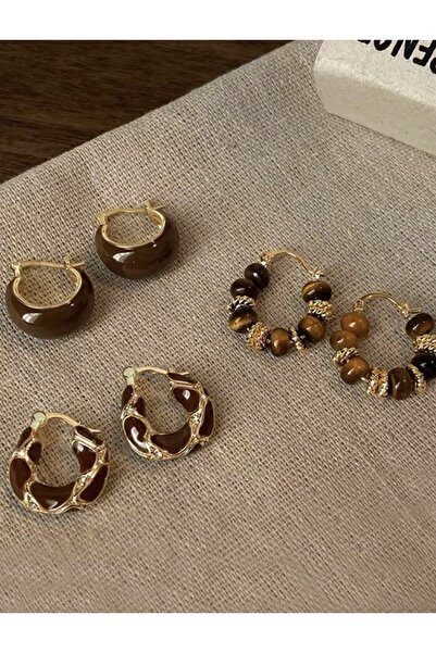 VEYA 3 أزواج من الأقراط المنقوشة بالراتنج الكهرماني الأنيق والناعم للنساء للا...