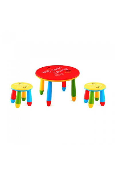 Raki Set mobila copii masa rotunda SLANTE 70 cm culoare rosie cu 2 scaune GOG...