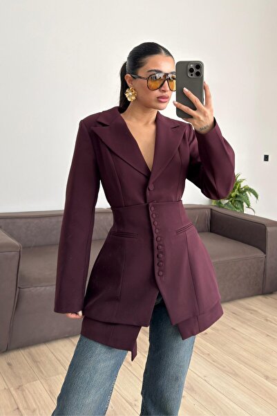 FMN Butik Design Split Two Pieces Buttoned Corseted Asymmetrical Equivalent P...