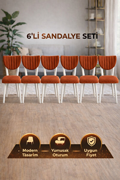 Efsane i.E.G ELMA SANDALYE 6 ADET SALON MUTFAK YEMEK ODASI SALON BALKON BAHÇE...