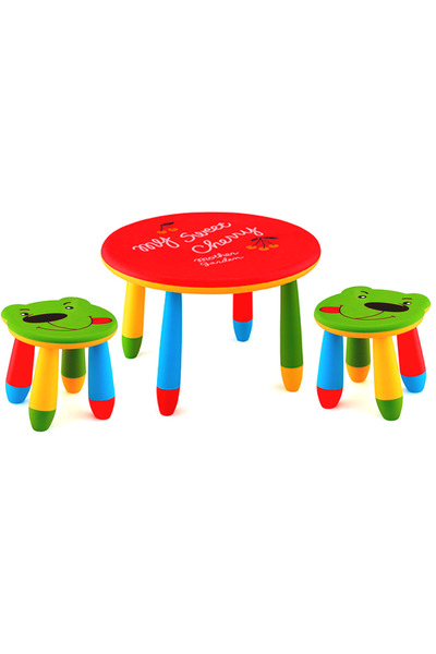 Raki Set mobila copii masa rotunda SLANTE 70 cm culoare rosie cu 2 scaune URS...