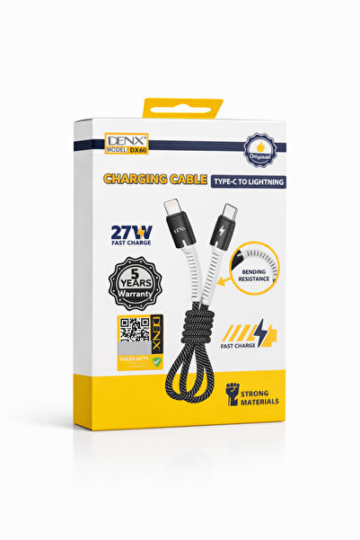 ANAKA كيبل شاحن آيفون DENX سريع 27W تايب سي إلى لايتنج مقاوم للقطع بضمان 5 سنوات