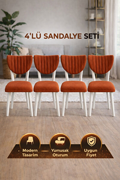 Efsane i.E.G ELMA SANDALYE 4 ADET SALON MUTFAK YEMEK ODASI SALON BALKON BAHÇE...