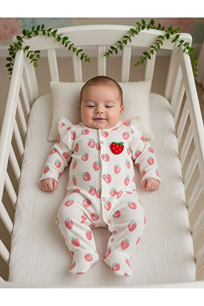 Baby Mii Fırfırlı çilek baskılı tulum