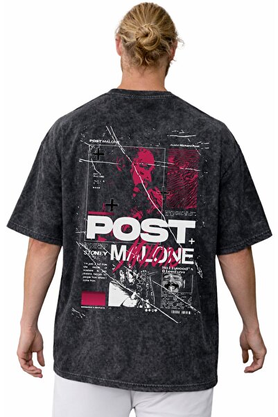 SEVBANO Μπλουζάκι Post Malone Rapper Singer με στάμπα Unisex Oversize Vintage...