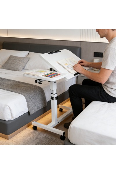 Topone1Topone1 Height- and angle-adjustable bedside table Wheeled laptop stan...