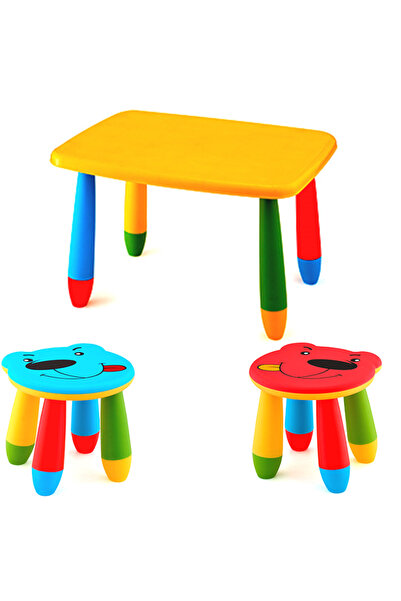 Raki Set mobila copii masa MASHA 72,5x57cm culoare galbena cu 2 scaune