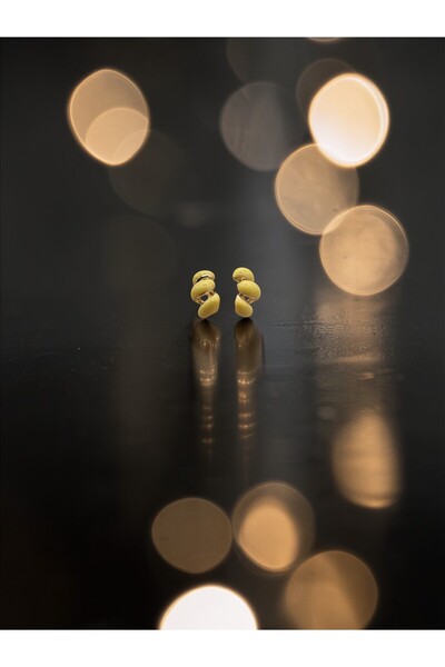 ahsenaksesuar2025 Gold Color Steel Non-Tarnish Yellow Enamel Triple Wave Earr...
