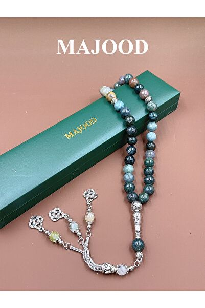 MAJOOD 33 Natural Multicolored Agate prayer beads/Tasbih/ 10mm