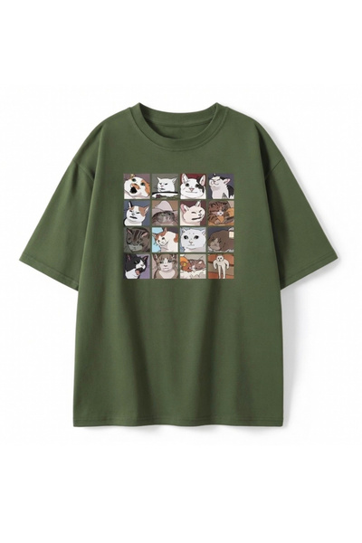 Köstebek Κολάζ Γάτας Βίντατζ Κατ Χάκι Μπλουζάκι Ουνισέξ