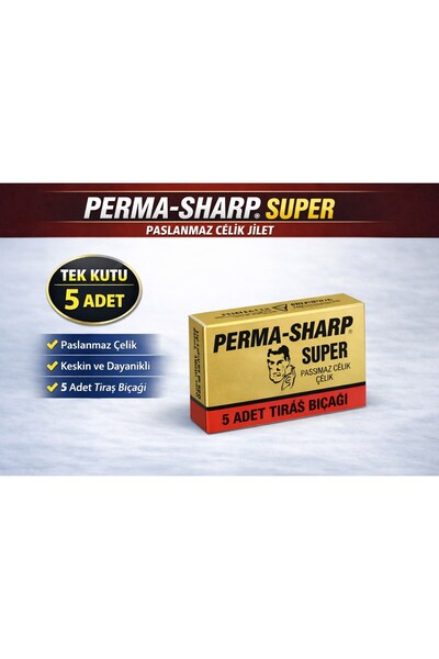 Twin Store Perma-Sharp Super Stainless Steel Razor Blades 5 Pieces in 1 Box