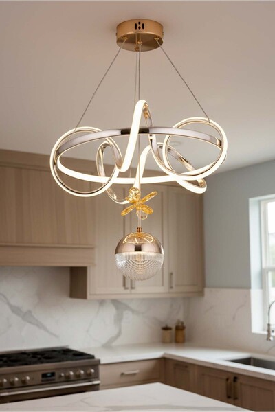 TERRA LIGHTING Dart Tek Toplu Modern Led Avize, Sarkıt Power Led Avize, 3 Ren...