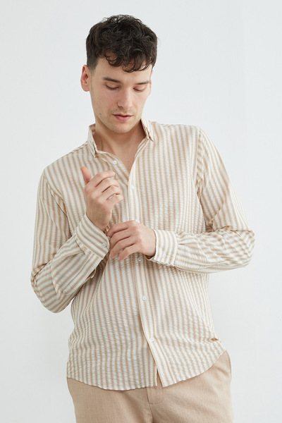 Fulla Moda Ριγέ Seersucker πουκάμισο