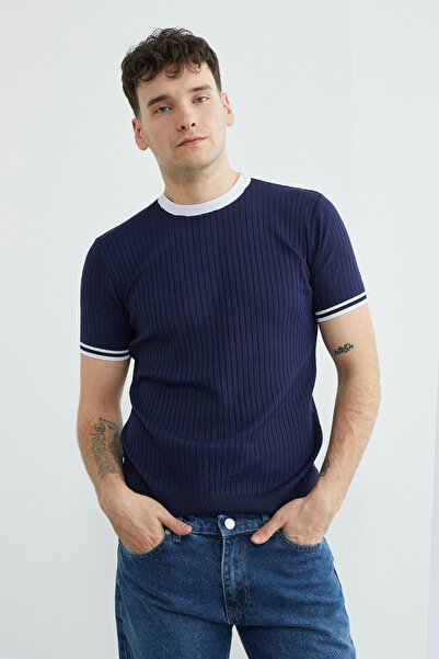 Fulla Moda Rebrasto Sa paspulom okrugla kragna Pletena majica