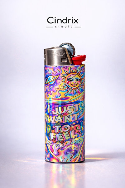 CINDRIX STUDIO Holografik “I Just Want To Feel” Tasarım Gazlı Çakmak