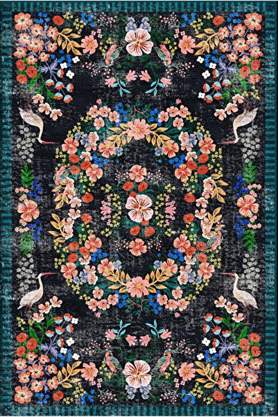 eco concept Ethos Serisi Dijital Baskı Halı Vintage Desen Mutfak Halı Yıkanab...