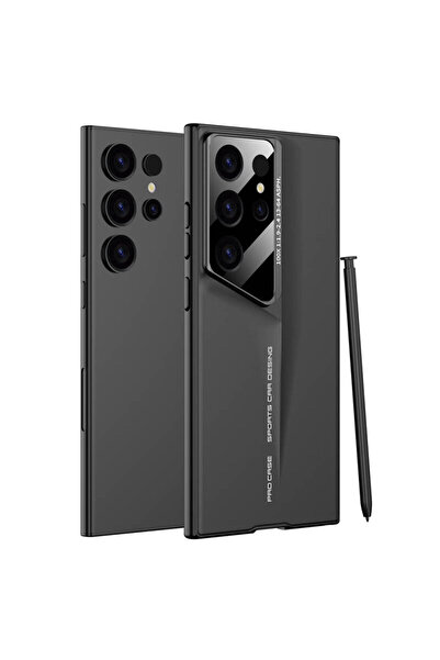 Paladyum Case غطاء أسود صلب متوافق مع هاتف سامسونج جالاكسي إس 24 ألترا