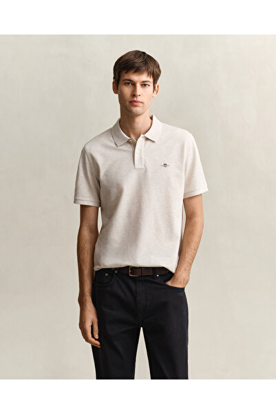 Gant Erkek Bej Regular Fit Logolu Polo Yaka T-Shirt
