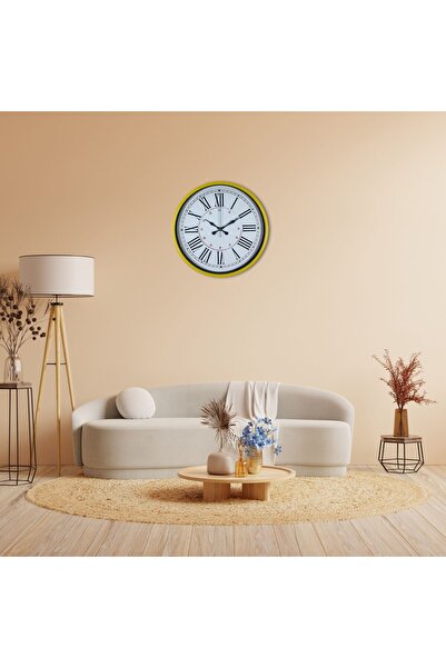 Lunaev ساعة حائط صفراء قياسية مقاس 36 سم