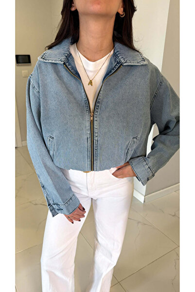 BİRCANÇİL Zr Jocca Light Blue Zippered Denim Jacket