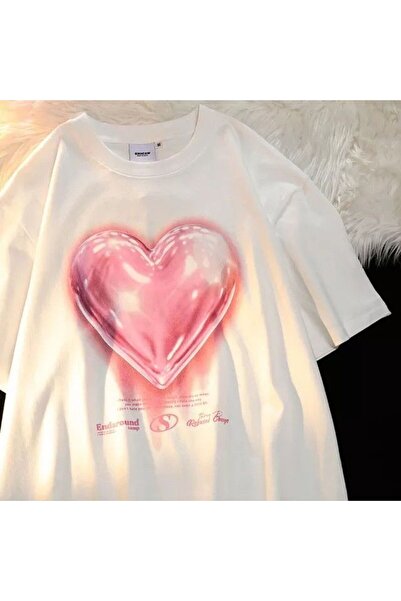 Gofeel Unisex Oversize kroj Detaljan u obliku srca T-shirt