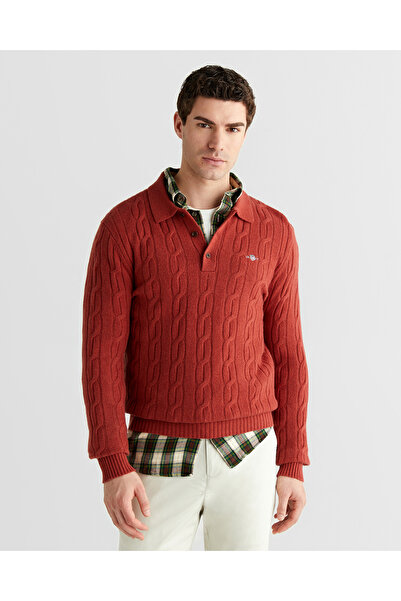Gant Erkek Kırmızı Regular Fit Polo Yaka Triko