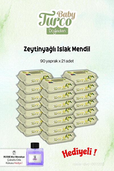 Baby Turco 21 Pack Olive Oil Wet Towels 90's and Rosie Fragrance Gift