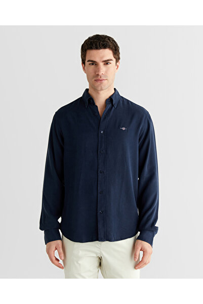 Gant Erkek Lacivert Regular Fit Düğmeli Yaka Gömlek