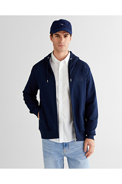 Gant Erkek Lacivert Regular Fit Kapüşonlu Sweatshirt