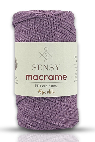 SENSY Sa šljokicama Poliester 3 mm Makrame konac ljubičast 250 gr Supla konac...